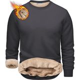 Ghassy Co. Erkek Ultra Termal Sherpa Peluş Astarlı Bisiklet Yaka Sweatshirt - Füme