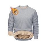 Ghassy Co. Erkek Ultra Termal Sherpa Peluş Astarlı Bisiklet Yaka Sweatshirt - Gri Melanj - S