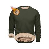 Ghassy Co. Erkek Ultra Termal Sherpa Peluş Astarlı Bisiklet Yaka Sweatshirt - Haki - XL