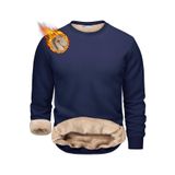 Ghassy Co. Erkek Ultra Termal Sherpa Peluş Astarlı Bisiklet Yaka Sweatshirt - Lacivert - M