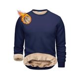 Ghassy Co. Erkek Ultra Termal Sherpa Peluş Astarlı Bisiklet Yaka Sweatshirt - Lacivert - S