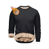 Ghassy Co. Erkek Ultra Termal Sherpa Peluş Astarlı Bisiklet Yaka Sweatshirt - Siyah - L