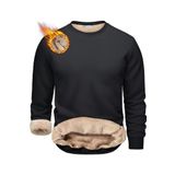 Ghassy Co. Erkek Ultra Termal Sherpa Peluş Astarlı Bisiklet Yaka Sweatshirt - Siyah - XL