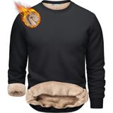 Ghassy Co. Erkek Ultra Termal Sherpa Peluş Astarlı Bisiklet Yaka Sweatshirt - Siyah