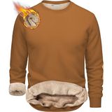Ghassy Co. Erkek Ultra Termal Sherpa Peluş Astarlı Bisiklet Yaka Sweatshirt - Taba - 2XL