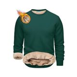 Ghassy Co. Erkek Ultra Termal Sherpa Peluş Astarlı Bisiklet Yaka Sweatshirt - Yeşil - L