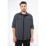 Ghassy Co. Erkek Yakın Koruma Hava Boşluklu Fonksiyonel Cepli Ayarlanabilir Kollu Tactical Gömlek GM-002 - Koyu Gri