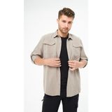 Ghassy Co. Erkek Yakın Koruma Nefes Alabilen Çok Fonksiyonel Cepli Ayarlanabilir Kollu Tactical Gömlek GM-003 - Taş - XL