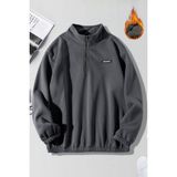 Ghassy Co. Erkek Yarım Fermuarlı Oversize Bel ve Kol Lastikli Içi Polarlı Sweatshirt - Füme