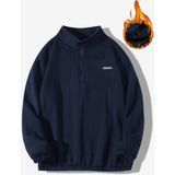 Ghassy Co. Erkek Yarım Fermuarlı Oversize Bel ve Kol Lastikli Içi Polarlı Sweatshirt - Lacivert - XL