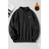 Ghassy Co. Erkek Yarım Fermuarlı Oversize Bel ve Kol Lastikli Içi Polarlı Sweatshirt - Siyah