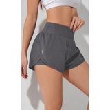 Ghassy Co Füme Kadın 2 in 1 Running Sports Athletic Gym Telefon Cepli Kısa Taytlı Şort