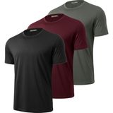 Ghassy Co. Ghassy Co 3'lü Erkek %100 Pamuk Bisiklet Yaka Göbek Belli Etmeyen Omuza Oturan Yumuşak Dokulu Tişört - 2XL - Siyah - Bordo - Haki