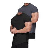 GHASSY CO. Ghassy Co. Erkek 2'li Paket Pamuklu Reglan Oval Kesim Penye T-shirt