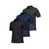 GHASSY CO. Ghassy Co. Erkek 3'lü Set Taktik Polo Yaka Gömlek Hızlı Kuruma Nem Emici Pique Jersey Golf T-shir