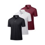 GHASSY CO. Ghassy Co. Erkek 3'lü Set Taktik Polo Yaka Gömlek Hızlı Kuruma Nem Emici Pique Jersey Golf T-shirt
