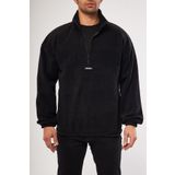 GHASSY CO. Ghassy Co. Erkek Oversize Regular Dik Yaka Yarım Fermuarlı Polar Sweatshirt