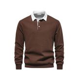 GHASSY CO. Ghassy Co. Erkek Retro Renk Bloklu Pamuklu Gömlek Yaka Sweatshirt