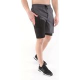 Ghassy Co. Ghassy Co Erkek Running Hızlı Kuruma Micropolyester Arka Fermuar Cepli ve Havlu Halkalı Antrenman Futbol Fitness Kısa Taytlı Şort - 3XL - Füme