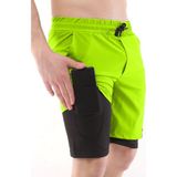 Ghassy Co. Ghassy Co Erkek Running Hızlı Kuruma Micropolyester Arka Fermuar Cepli ve Havlu Halkalı Antrenman Futbol Fitness Kısa Taytlı Şort - 3XL - Yeşil