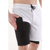 Ghassy Co. Ghassy Co Erkek Running Hızlı Kuruma Micropolyester Arka Fermuar Cepli ve Havlu Halkalı Antrenman Futbol Fitness Kısa Taytlı Şort - Beyaz - XL