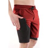 Ghassy Co. Ghassy Co Erkek Running Hızlı Kuruma Micropolyester Arka Fermuar Cepli ve Havlu Halkalı Antrenman Futbol Fitness Kısa Taytlı Şort - Bordo - 3XL