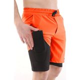 Ghassy Co. Ghassy Co Erkek Running Hızlı Kuruma Micropolyester Arka Fermuar Cepli ve Havlu Halkalı Antrenman Futbol Fitness Kısa Taytlı Şort - Turuncu