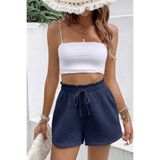 GHASSY CO. Ghassy Co. Kadın %100 Cotton Müslin Tatil Ev İçi/Dışı Cepsiz Beli Bağcıklı Şort