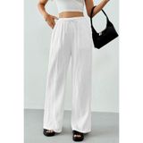 GHASSY CO. Ghassy Co. Kadın %100 Cotton Müslin Ultra Hafif İçi Şort Astarlı Geniş Paça Keten Karışım Pantolon