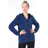 Ghassy Co. Ghassy Co Kadın Kapşonlu Fermuarlı Polar Sweatshirt - Mavi