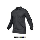 Ghassy Co. Jersey Koyu Gri Golf Polo Gömlek Pike Performans Taktik Askeri Uzun Kollu Erkek T-shirt