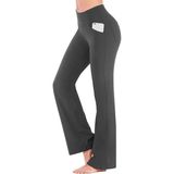 Ghassy Co. Kadın Bootcut Yüksek Bel Yoga Egzersiz 4 Cepli Karın Kontrolü Ispanyol Paça Tayt - XS - Füme
