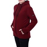 GHASSY CO. Kadın Bordo Kapşonlu Fermuarlı Polar Sweatshirt