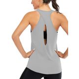 Ghassy Co. Kadın Cross Running Çapraz Sırtı Açık Antrenman Yoga Spor Atlet Tank Tops 1782 AÇIK GRİ L
