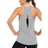 Ghassy Co. Kadın Cross Running Çapraz Sırtı Açık Antrenman Yoga Spor Atlet Tank Tops 1782 AÇIK GRİ M