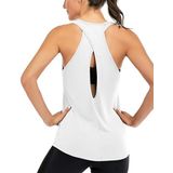 Ghassy Co. Kadın Cross Running Çapraz Sırtı Açık Antrenman Yoga Spor Atlet Tank Tops 1782 BEYAZ XL