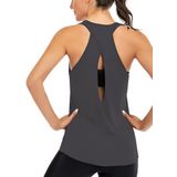 Ghassy Co. Kadın Cross Running Çapraz Sırtı Açık Antrenman Yoga Spor Atlet Tank Tops 1782 FÜME S