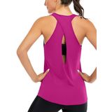Ghassy Co. Kadın Cross Running Çapraz Sırtı Açık Antrenman Yoga Spor Atlet Tank Tops 1782 FUŞYA XL