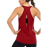 Ghassy Co. Kadın Cross Running Çapraz Sırtı Açık Antrenman Yoga Spor Atlet Tank Tops 1782 KIRMIZI L