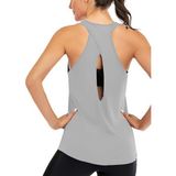 Ghassy Co. Kadın Cross Running Çapraz Sırtı Açık Antrenman Yoga Spor Atlet Tank Tops 1782 - XL - Gri