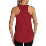 Ghassy Co. Kadın Cross Üst Sırt File Detaylı Antrenman Yoga Spor Atlet Tank Tops 1783 KIRMIZI S