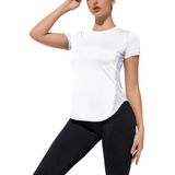 Ghassy Co. Kadın Dry Fit Running Yoga Hızlı Kuruma Nem Emici Yanları Fileli Hava Alabilen Spor T-shirt BEYAZ XXL