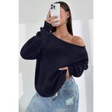 Ghassy Co. Kadın Kayık Yaka %100 Cotton 3 Iplik Şardonlu Termal Kışlık Spor Üst Model Sweatshirt - Lacivert