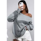 Ghassy Co. Kadın Kayık Yaka %100 Cotton 3 Iplik Şardonlu Termal Kışlık Spor Üst Model Sweatshirt - XL - Gri Melanj
