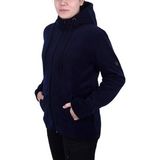 GHASSY CO. Kadın Lacivert Kapşonlu Fermuarlı Polar Sweatshirt