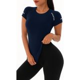 Ghassy Co. Kadın Nefes Alabilir Yüksek Esnek Kısa Kollu, Yoga Fitness ve Koşu Için Motivasyonel Tasarım Tişört - 2XL - Lacivert