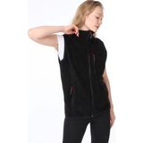Ghassy Co. Kadın Polar Çok Cepli Trekking Spor Yelek - XL - Siyah - Kırmızı