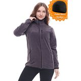 Ghassy Co. Kadın Pro Rüzgar Geçirmez 5 Cepli Tam Fermuarlı Outdoor Polar Ceket TMFR869866011 - 2XL - Füme - Siyah