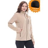 Ghassy Co. Kadın Pro Rüzgar Geçirmez 5 Cepli Tam Fermuarlı Outdoor Polar Ceket TMFR869866011 - 2XL - Koyu Bej