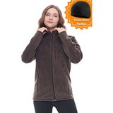 Ghassy Co. Kadın Pro Rüzgar Geçirmez 5 Cepli Tam Fermuarlı Outdoor Polar Ceket TMFR869866011 - 2XL - Koyu Yeşil